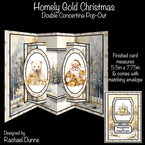Homely Gold Christmas Double Concertina Pop-out
