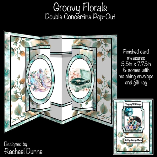 Groovy Florals Double Concertina Card