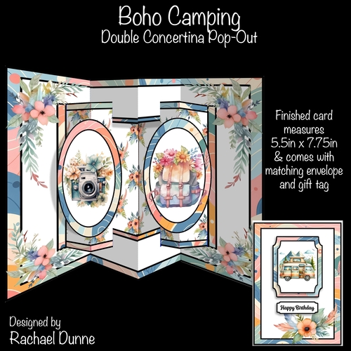 Boho Camping Double Concertina Card