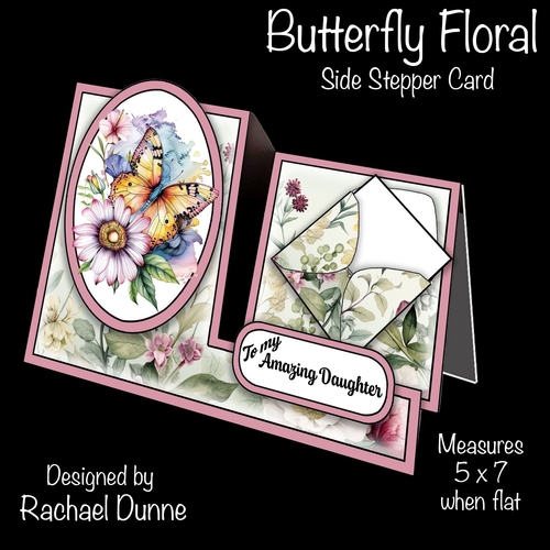 Butterfly Floral Side Stepper Card
