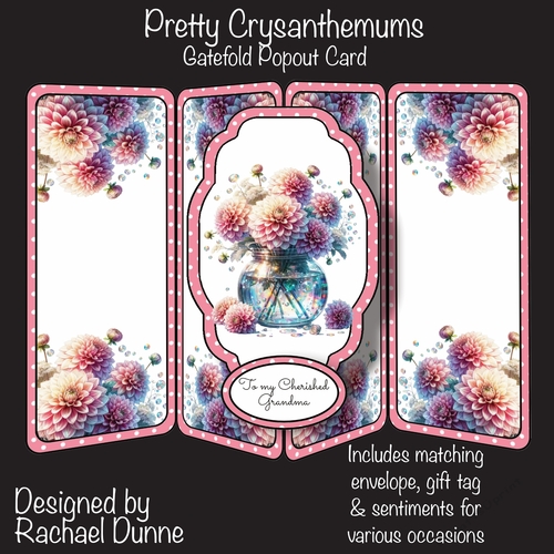 Pretty Crysanthemums Gatefold Popout Card