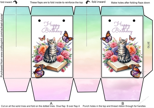 Cats Books and Butterflies Birthday Mini Gift Bag