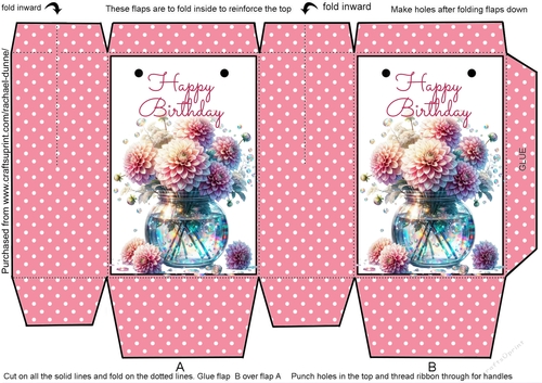 Pretty Chrysanthemums Birthday Mini Gift Bag