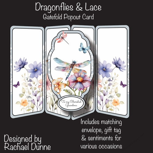 Dragonflies & Lace Gatefold Popout Card