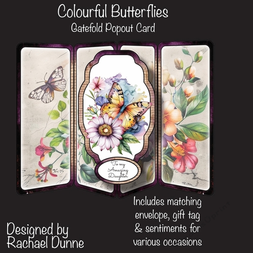 Colourful Butterflies Gatefold Popout Card