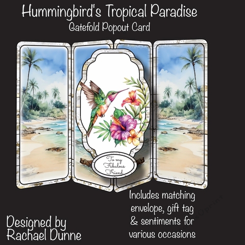 Hummingbirds Tropical Paradise Gatefold Popout Card