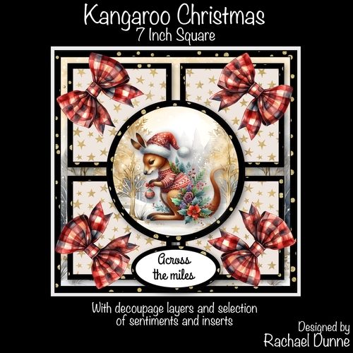 Kangaroo Christmas 7 Inch Square with Circular Front
