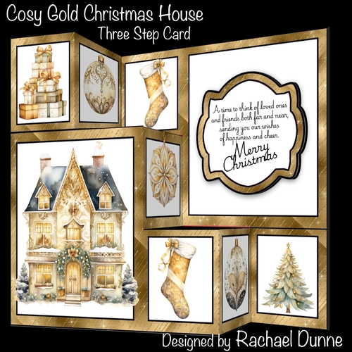 Cosy Gold Christmas House Three Step Mini Kit