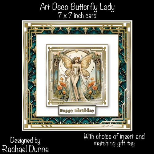 Art Deco Butterfly Lady 7 Inch Square Card