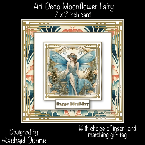 Art Deco Moonflower Fairy 7 Inch Square Card