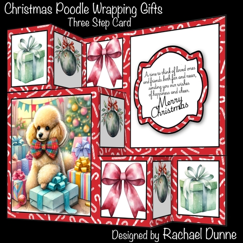 Christmas Poodle Wrapping Gifts Three Step Mini Kit
