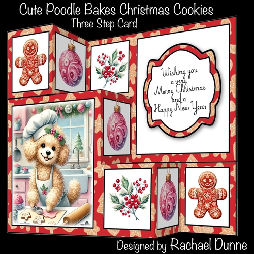 Cute Poodle Bakes Christmas Cookies Three Step Mini Kit