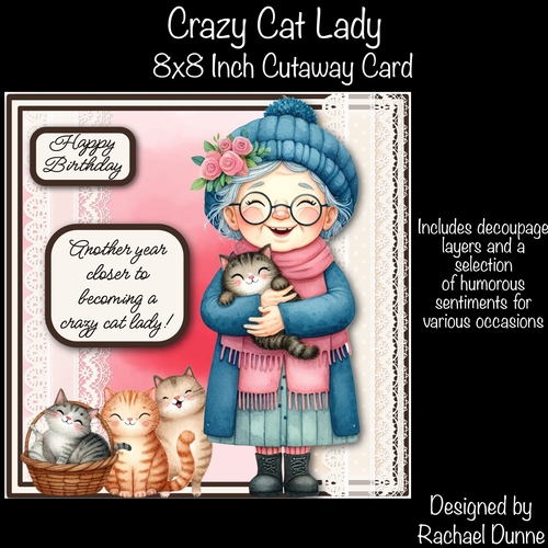 Crazy Cat Lady 8 x 8 Inch Square Card