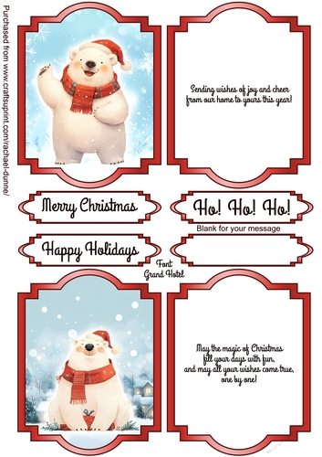 Christmas Polar Bears Four Red Frames 