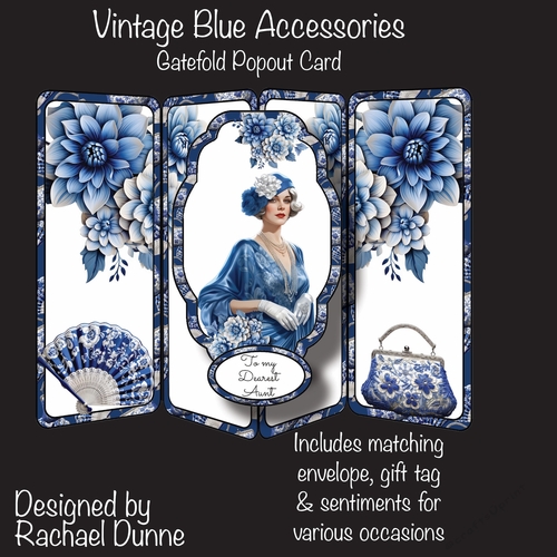Vintage Blue Accessories Gatefold Popout Card