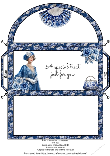 Blue Art Deco Lady With Accessories Money Wallet