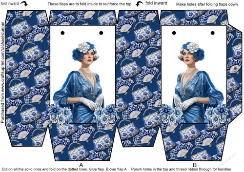 Blue Deco Lady Mini Gift Bag