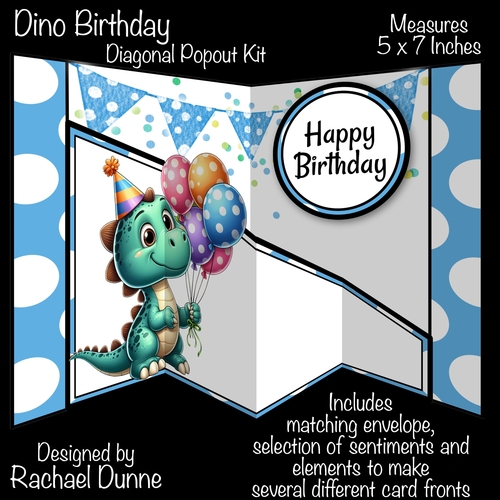 Dino Birthday Diagonal Popout Card