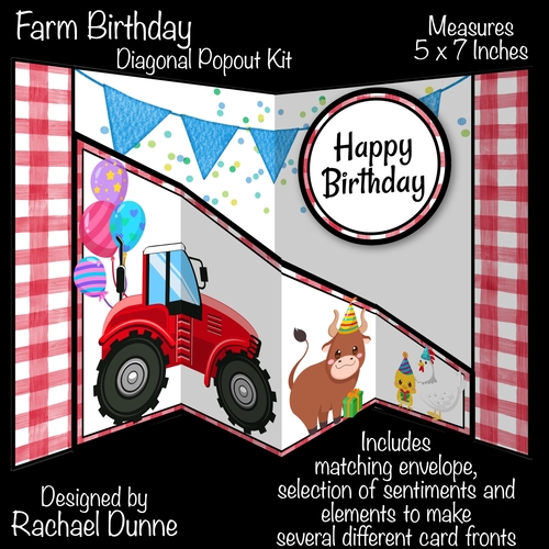 Farm Birthday Diagonal Popout Card