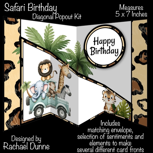 Safari Birthday Diagonal Popout Card