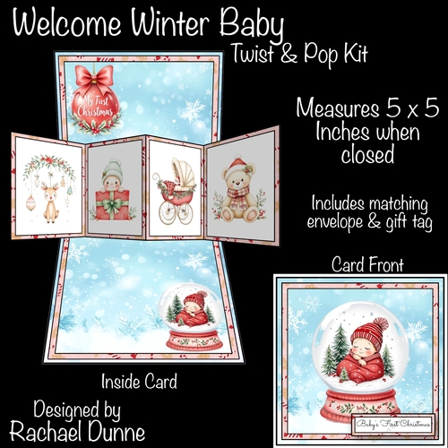 Babys First Christmas Snowglobe Twist & Pop Card