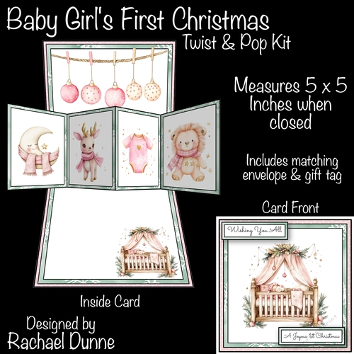 Baby Girls First Christmas Twist & Pop Card