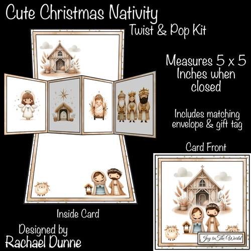 Cute Christmas Nativity Twist & Pop Card