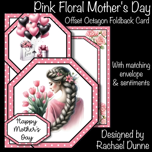 Pink Floral Mothers Day Offset Octagon 5 x 7 Mini Kit