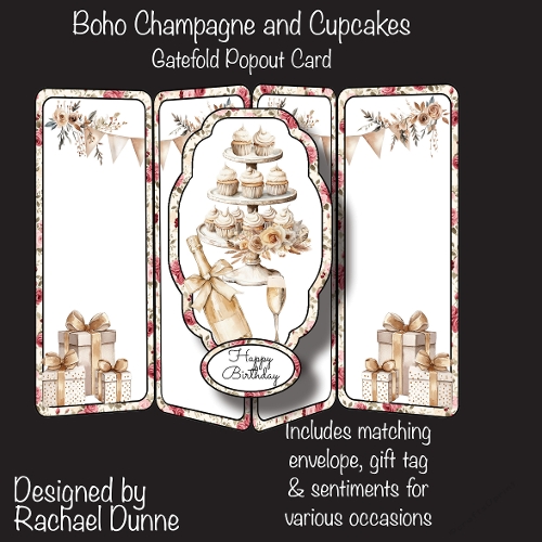 Boho Champagne and Cupcakes Gatefold Popout Mini Kit