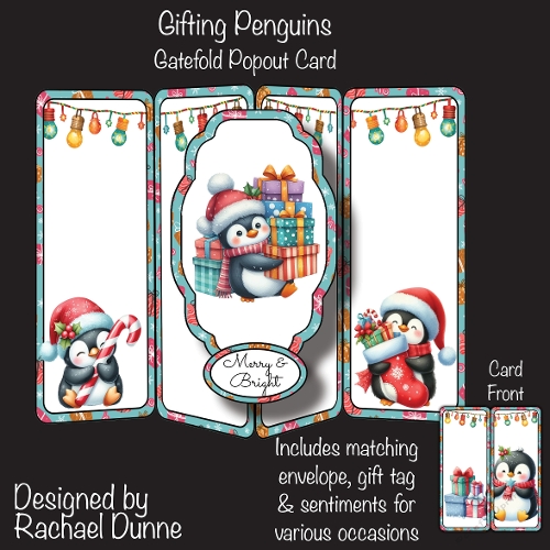 Gifting Penguins Gatefold Popout Card