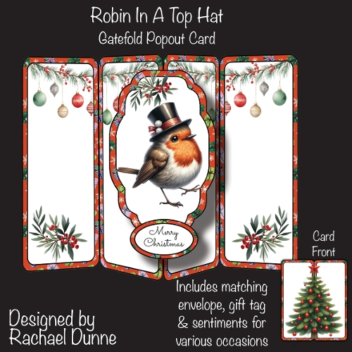 Robin In A Top Hat Gatefold Popout Card