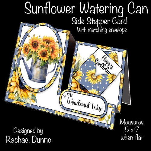 Sunflower Watering Can Side Stepper Card