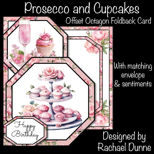 Prosecco And Cupcakes Offset Octagon 5 x 7 Mini Kit