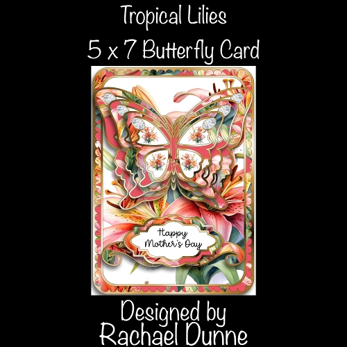Tropical Lilies 5 x 7 Butterfly Card