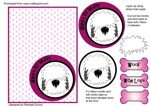 Happy Birthday Sheepdog (pink)