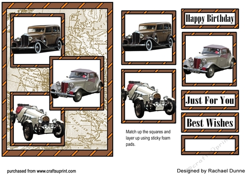 Vintage Cars 3 Squares