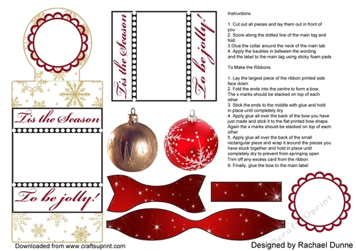 Red Christmas Wine Label with bow - Tis the season