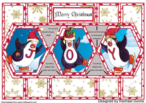 Christmas Penguin Joy with Gold Snowflakes