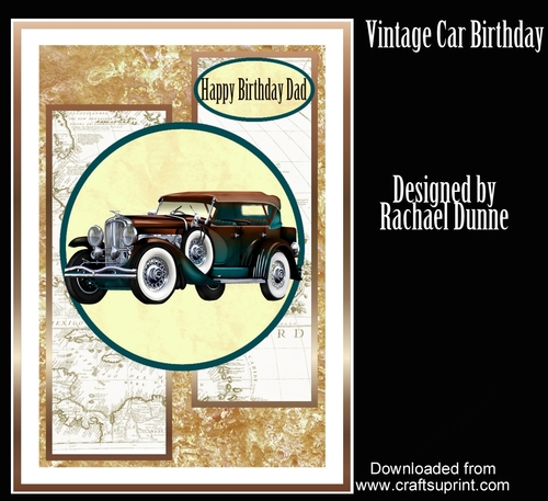 Brown and Teal Vintage Car Birthday