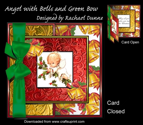 Red and Gold Angel with Bells and Green Bow