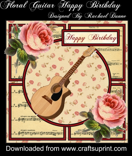 Happy Birthday Floral Guitar