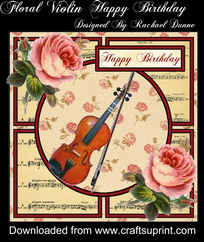 Happy Birthday Floral Violin