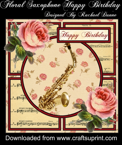 Happy Birthday Floral Saxophone