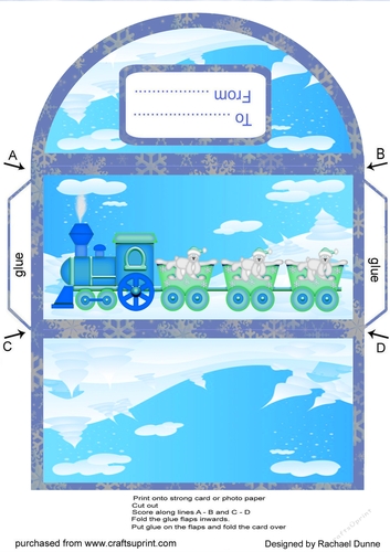 Green Polar Bear Train Money Wallet Blue Snowflake Border
