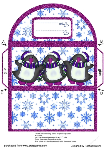 Blue and Purple Sparkly Penguins Money Wallet