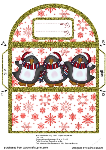Red and Gold Sparkly Penguins Money Wallet