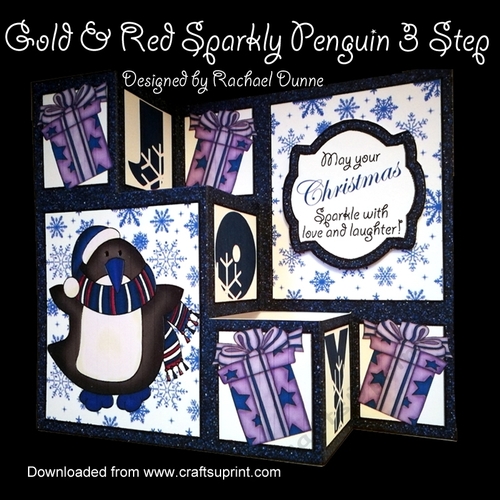 Blue Sparkly Penguins 3 Step Decoupage