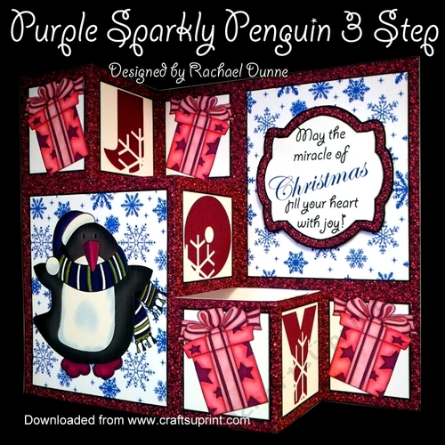 Purple & Blue Sparkly Penguins 3 Step Decoupage