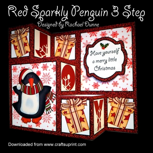Red Sparkly Penguins 3 Step Decoupage