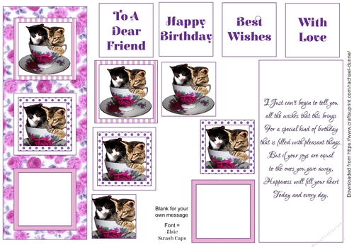 Kitties in a Teacup with Verse (Birthday)